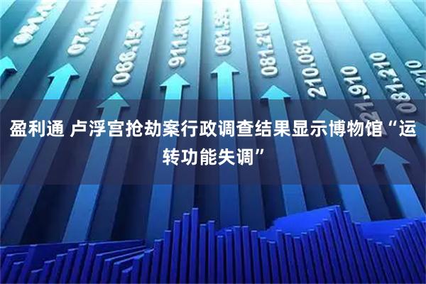 盈利通 卢浮宫抢劫案行政调查结果显示博物馆“运转功能失调”