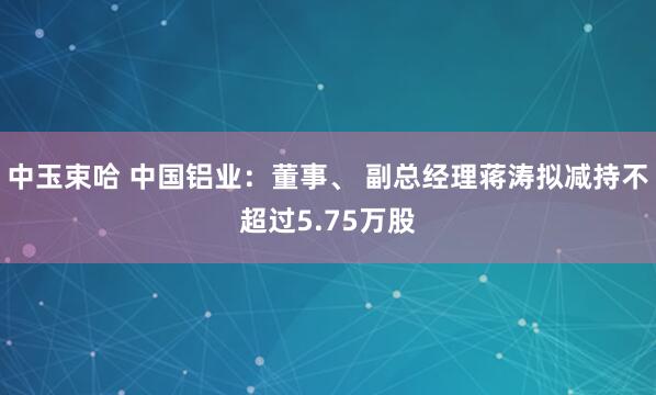 中玉束哈 中国铝业：董事、 副总经理蒋涛拟减持不超过5.75万股