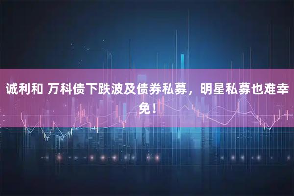 诚利和 万科债下跌波及债券私募，明星私募也难幸免！