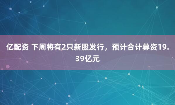 亿配资 下周将有2只新股发行，预计合计募资19.39亿元